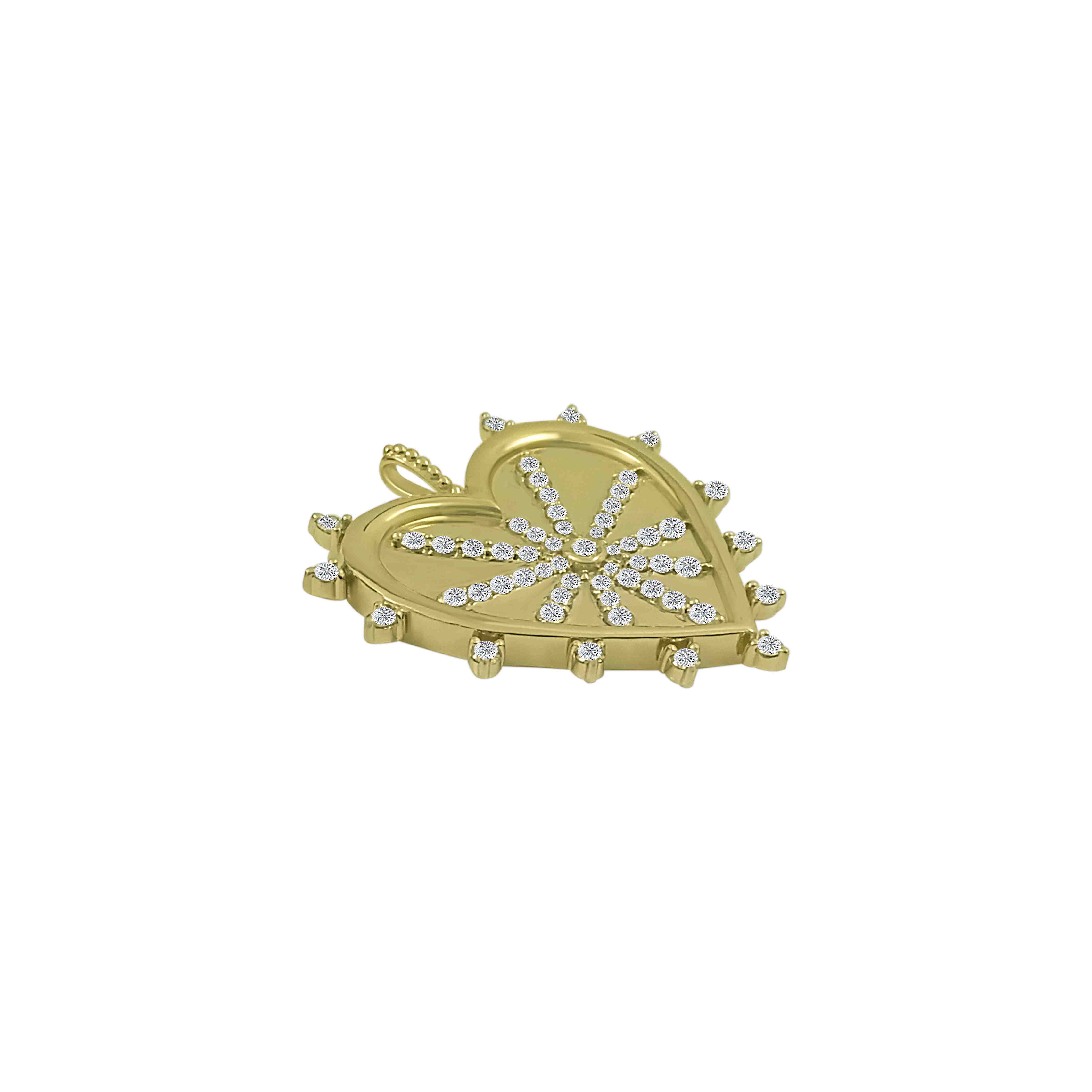 Fluted Heart Charm Diamond Pendant PD31006A